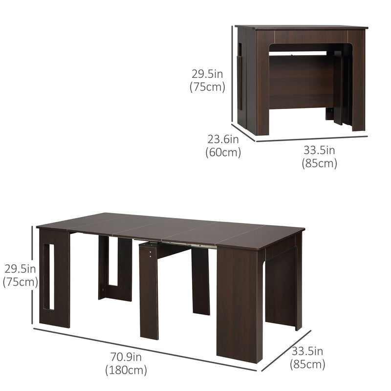 Modu-flex Expandable Dining Table Seats 6 and Converts to Desk - Dark Brown
