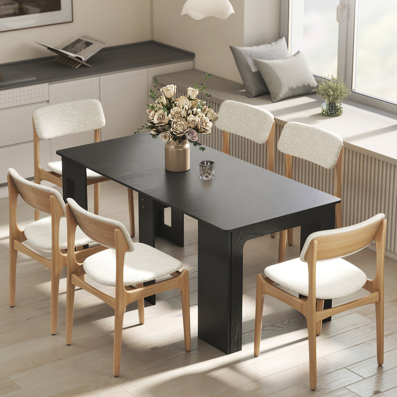 Modu-flex Expandable Dining Table Seats 6 and Converts to Desk - Distressed Black