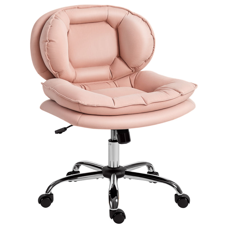 Monfleuri Criss Cross Chair with Wide Seat, Leathaire Upholstery, Tilting and Rolling Swivel Base - Pink