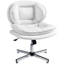Monflueri Criss Cross Chair with Wide Seat, Leathaire Upholstery, Tilting and Stationary Swivel Base - White
