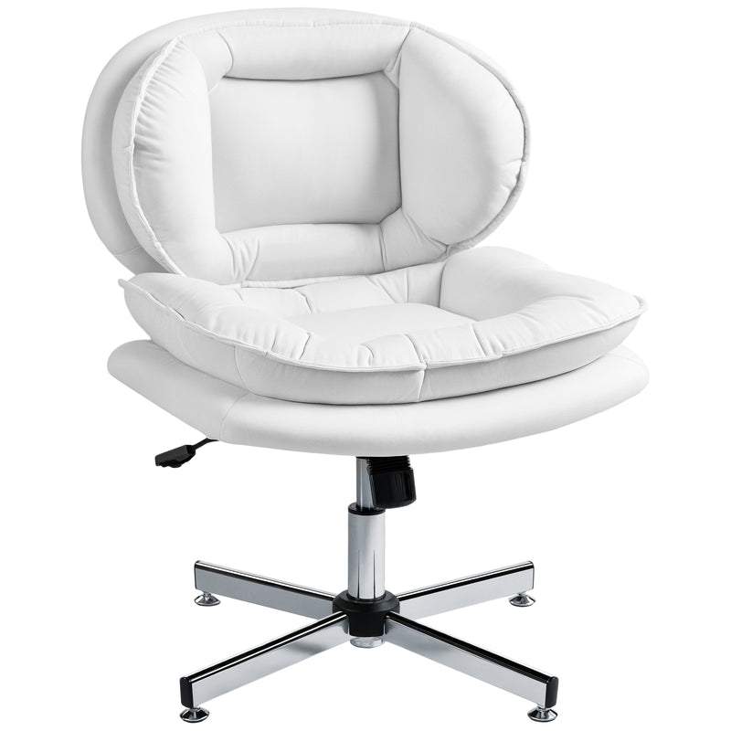 Monflueri Criss Cross Chair with Wide Seat, Leathaire Upholstery, Tilting and Stationary Swivel Base - White