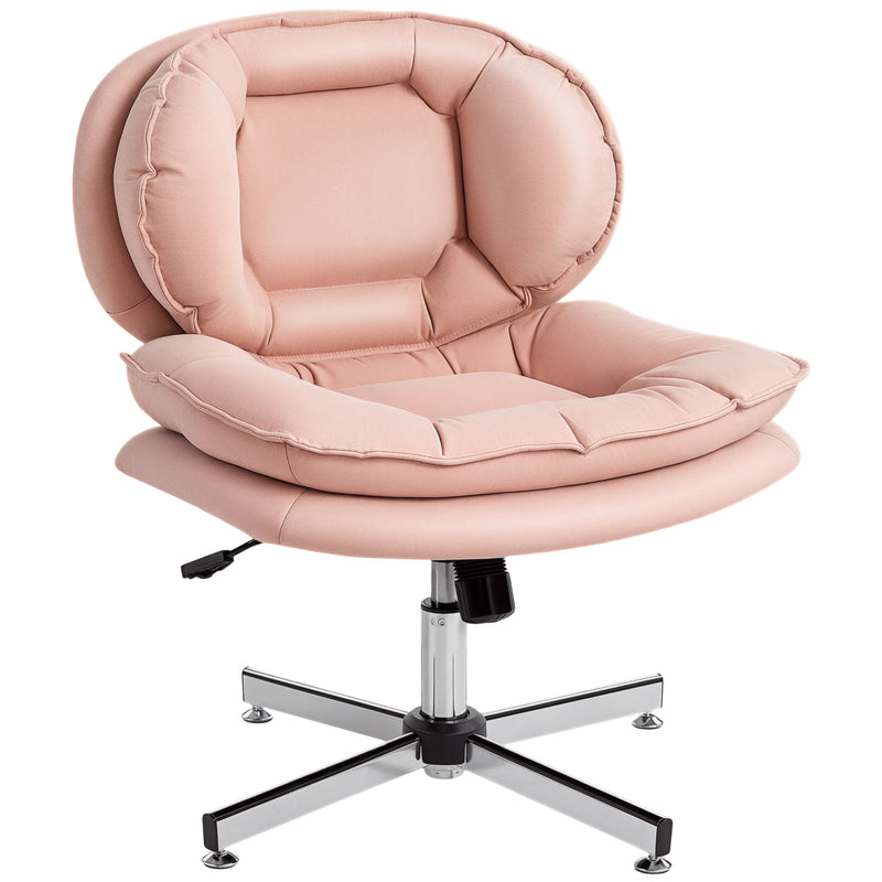 Monflueri Criss Cross Chair with Wide Seat, Leathaire Upholstery, Tilting and Stationary Swivel Base - Pink