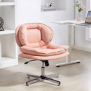 Monflueri Criss Cross Chair with Wide Seat, Leathaire Upholstery, Tilting and Stationary Swivel Base - Pink