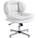 Monflueri Criss Cross Chair with Wide Seat, Leathaire Upholstery, Tilting and Stationary Swivel Base - White