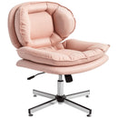 Monflueri Criss Cross Chair with Wide Seat, Leathaire Upholstery, Tilting and Stationary Swivel Base - Pink