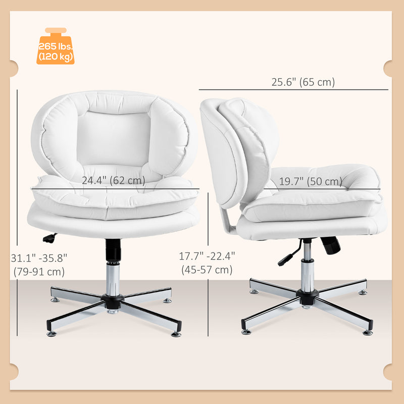 Monflueri Criss Cross Chair with Wide Seat, Leathaire Upholstery, Tilting and Stationary Swivel Base - White