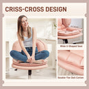 Monfleuri Criss Cross Chair with Wide Seat, Leathaire Upholstery, Tilting and Rolling Swivel Base - Pink