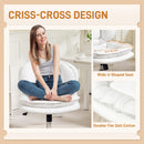 Monflueri Criss Cross Chair with Wide Seat, Leathaire Upholstery, Tilting and Stationary Swivel Base - White