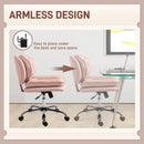 Monfleuri Criss Cross Chair with Wide Seat, Leathaire Upholstery, Tilting and Rolling Swivel Base - Pink