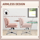 Monflueri Criss Cross Chair with Wide Seat, Leathaire Upholstery, Tilting and Stationary Swivel Base - Pink