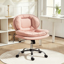 Monfleuri Criss Cross Chair with Wide Seat, Leathaire Upholstery, Tilting and Rolling Swivel Base - Pink