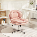 Monflueri Criss Cross Chair with Wide Seat, Leathaire Upholstery, Tilting and Stationary Swivel Base - Pink