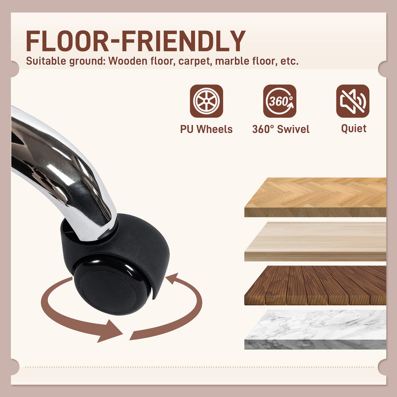 Monfleuri Criss Cross Chair with Wide Seat, Leathaire Upholstery, Tilting and Rolling Swivel Base - Pink