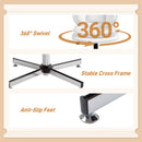 Monflueri Criss Cross Chair with Wide Seat, Leathaire Upholstery, Tilting and Stationary Swivel Base - White