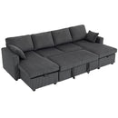 Gray sectional sleeper sofa on a white background