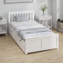 Olive Cove White Pine Wood Twin Size Captains Bed with 2 Storage Drawers