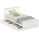 Olive Cove White Pine Wood Twin Size Captains Bed with 2 Storage Drawers