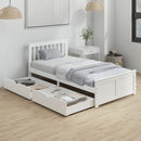 Olive Cove White Pine Wood Twin Size Captains Bed with 2 Storage Drawers