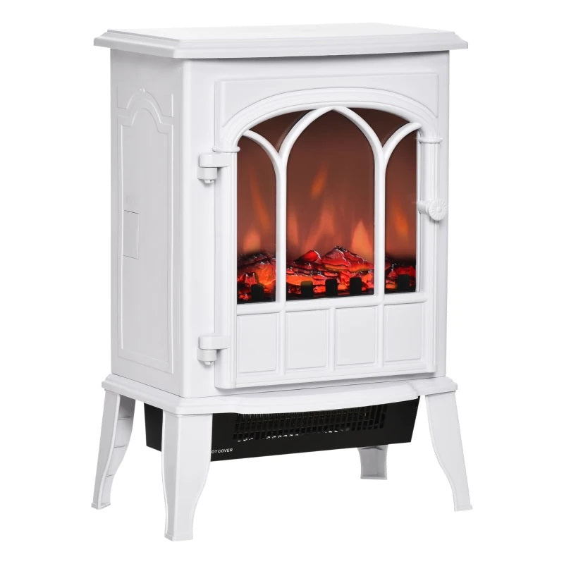 Ophelia White Electric Realistic Log Fireplace Heater with Adjustable Flame and 750/1500W Output