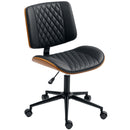 Orlo Point Adjustable Height Wood and PU Leather Desk Chair with Swivel and Wheels - Black