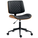 Orlo Point Adjustable Height Wood and PU Leather Desk Chair with Swivel and Wheels - Black