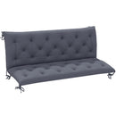 Gray tufted patio cushion for 3 on a white background