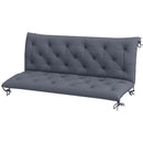 Gray tufted patio cushion for bench on a white background