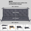 Gray cushion with measurements and examples of use on a gray background