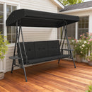Para Vista 3 Seater Heavy Duty Patio Swing with Tilt Canopy and Side Table, Black