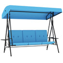Para Vista 3 Seater Heavy Duty Patio Swing with Tilt Canopy and Side Table, Blue