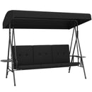 Para Vista 3 Seater Heavy Duty Patio Swing with Tilt Canopy and Side Table, Black