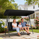 Para Vista 3 Seater Heavy Duty Patio Swing with Tilt Canopy and Side Table, Black