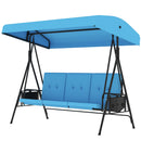Para Vista 3 Seater Heavy Duty Patio Swing with Tilt Canopy and Side Table, Blue