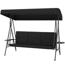 Para Vista 3 Seater Heavy Duty Patio Swing with Tilt Canopy and Side Table, Black