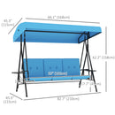 Para Vista 3 Seater Heavy Duty Patio Swing with Tilt Canopy and Side Table, Blue