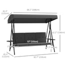 Para Vista 3 Seater Heavy Duty Patio Swing with Tilt Canopy and Side Table, Grey