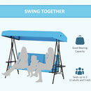 Para Vista 3 Seater Heavy Duty Patio Swing with Tilt Canopy and Side Table, Blue