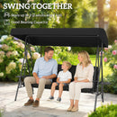 Para Vista 3 Seater Heavy Duty Patio Swing with Tilt Canopy and Side Table, Black