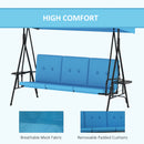 Para Vista 3 Seater Heavy Duty Patio Swing with Tilt Canopy and Side Table, Blue