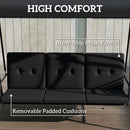 Para Vista 3 Seater Heavy Duty Patio Swing with Tilt Canopy and Side Table, Black