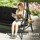 Para Vista 3 Seater Heavy Duty Patio Swing with Tilt Canopy and Side Table, Black