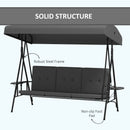 Para Vista 3 Seater Heavy Duty Patio Swing with Tilt Canopy and Side Table, Grey