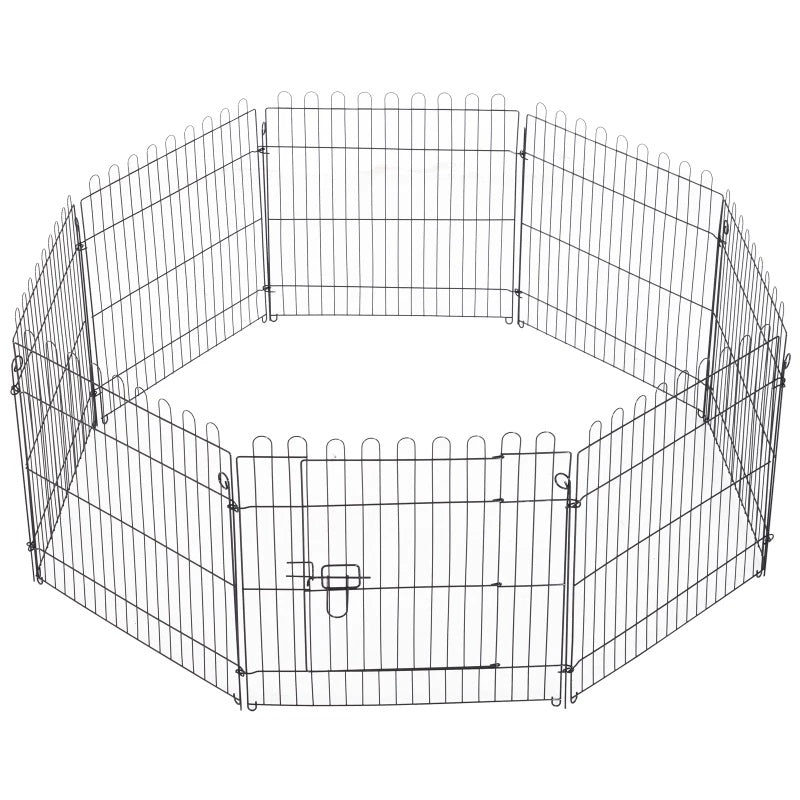 Portable 24-inch Pet Barrier Exercise Playpen Crate with 8 Panels