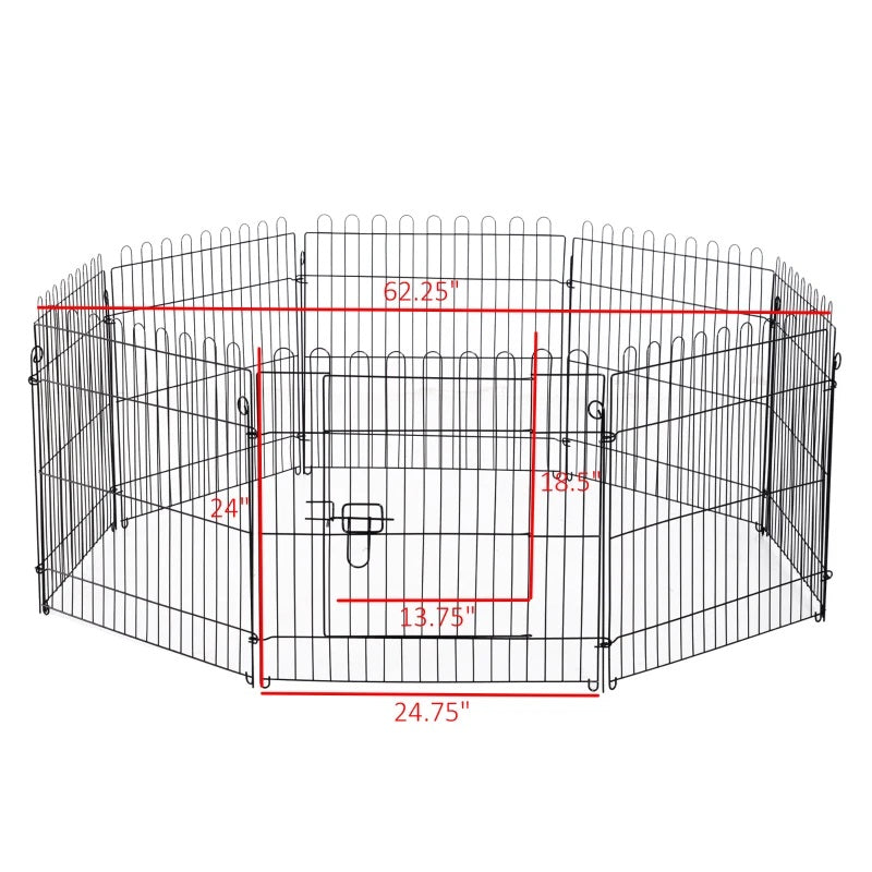 Portable 24-inch Pet Barrier Exercise Playpen Crate with 8 Panels