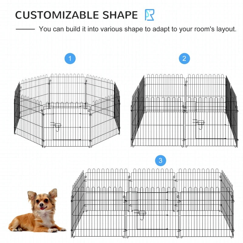 Portable 24-inch Pet Barrier Exercise Playpen Crate with 8 Panels