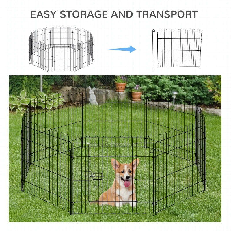 Portable 24-inch Pet Barrier Exercise Playpen Crate with 8 Panels