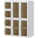 Portable Wardrobe with Clear Door Windows, 8 Compartments, 2 Hanging Rods, and Magnetic Doors - White