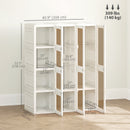 Portable Wardrobe with Clear Door Windows, 8 Compartments, 2 Hanging Rods, and Magnetic Doors - White
