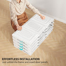 Portable Wardrobe with Clear Door Windows, 8 Compartments, 2 Hanging Rods, and Magnetic Doors - White