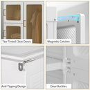 Portable Wardrobe with Clear Door Windows, 8 Compartments, 2 Hanging Rods, and Magnetic Doors - White